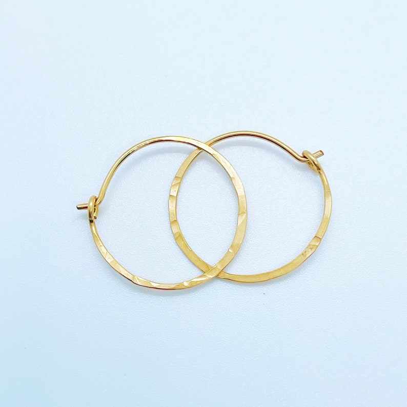 Hammered Gold Hoops, Boho Dainty Hoops, 14k Solid Gold Filled Tiny Hoops, Romantic Earrings, Everyday Hoops, Gift for her image 8