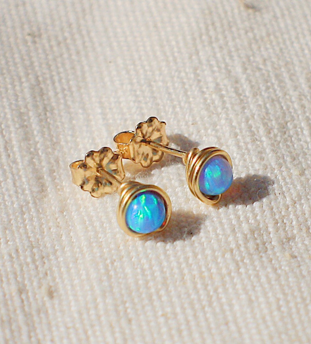 Tiny Opal Studs Bridesmaids Opal Earrings 14k Gold Filled - Etsy