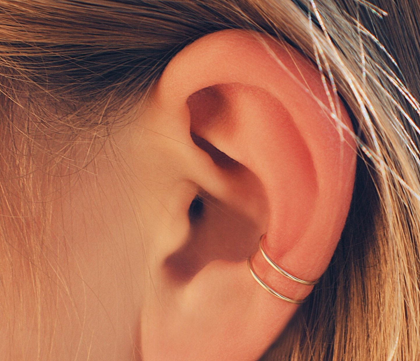 Double ear cuff Fake piercing Gold filled ear cuff Etsy