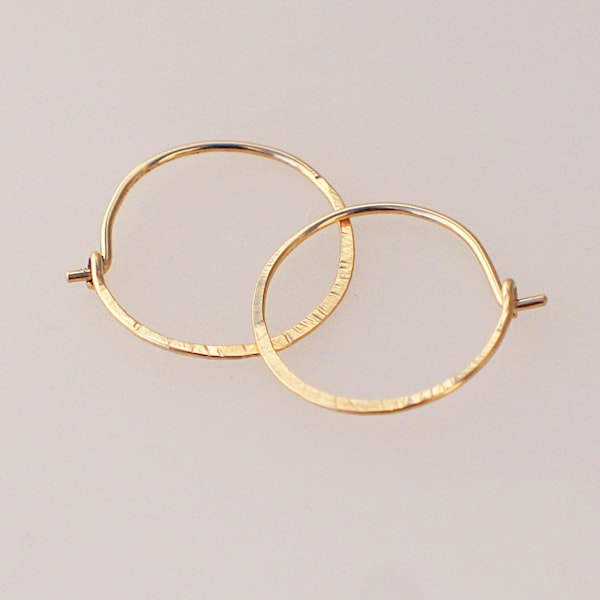 Hammered Gold Hoops, Boho Dainty Hoops, 14k Solid Gold Filled Tiny Hoops, Romantic Earrings, Everyday Hoops, Gift for her