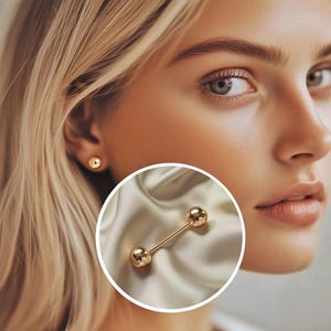 Gold ball screw back stud earrings, Gold plated sterling silver tiny ball studs, 2mm, 3mm, 4mm, 5mm ball, 9414G