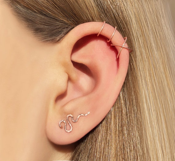Rose gold snake best sale earrings