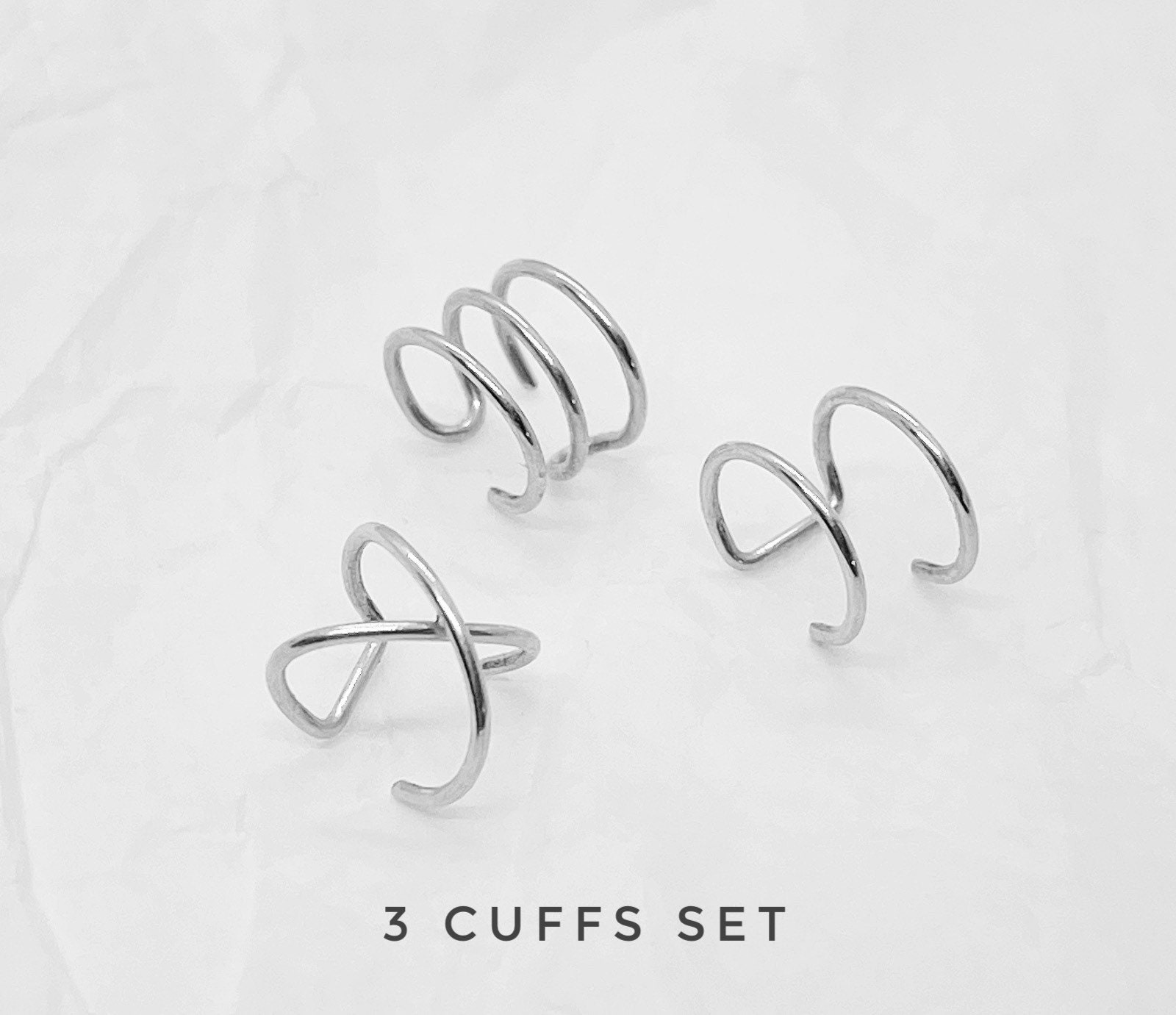 Pick Your Ear Cuffs Set Sterling Silver Ear Wrap Triple Ear Etsy