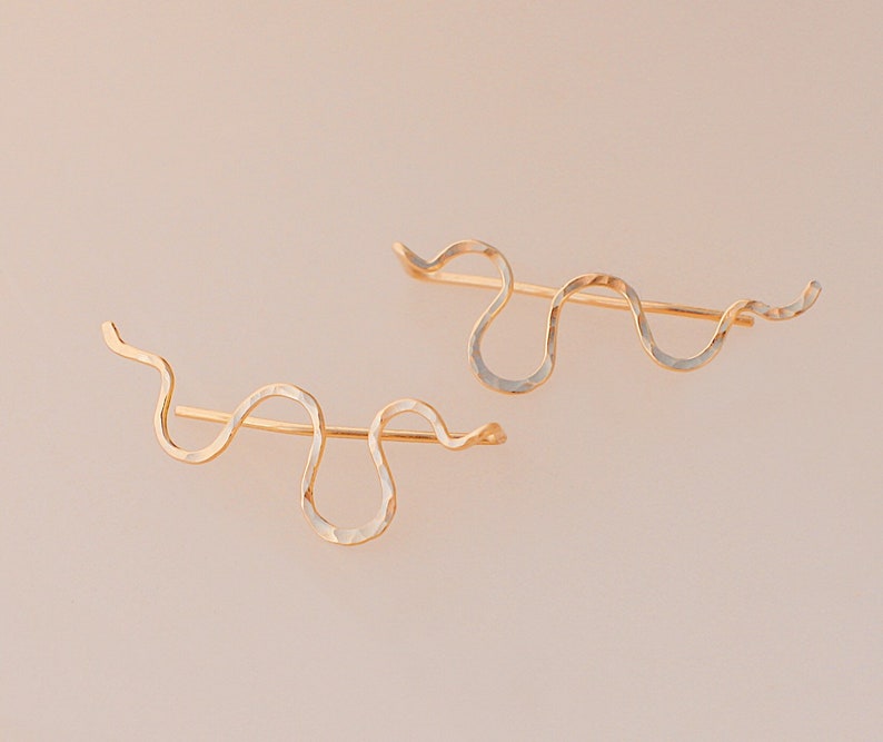 Snake Earrings Big Gold Snake Pin Threader Earrings Gift Etsy