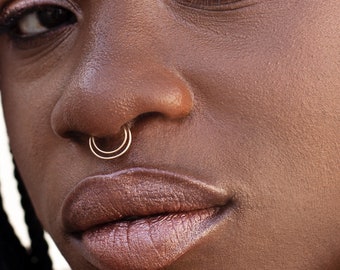 FAKE Septum ring, Nose piercing, double septum jewelry, Gold septum ring, fake nose ring, fake septum piercing