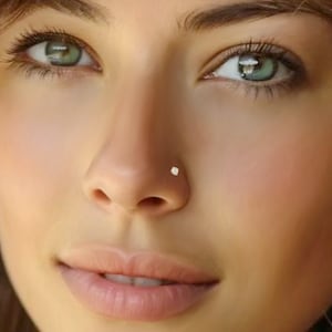 9k Gold Diamond Nose Stud: 20 Gauge Corkscrew Nostril Piercing