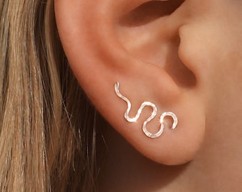 Snake climbers mini, Snake ear crawler, Dainty serpent earrings, 14 k Rose gold filled, Gift for her