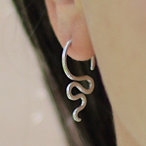 12 gauge snake earrings, 12 gauge stretching earrings, Sterling silver snake earrings