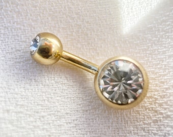 Gold titanium barbell, 16 gauge gold barbell, 6mm bar piercing
