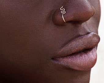 Gold Snake Nose Cuff: Clip On Fake Nose Ring
