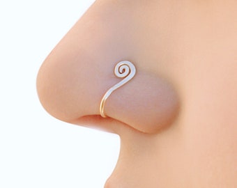 Anneau de nez en spirale, anneau de nez à clip, faux tourbillon de clou de nez, anneau de nez non perforant