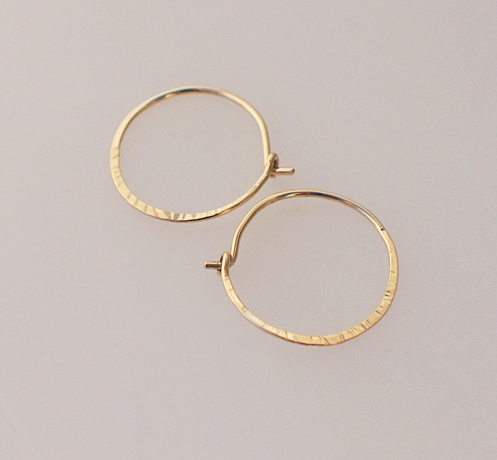 Gold Thin Hoops Hammered Gold Hoops Boho Dainty Hoops Gold - Etsy