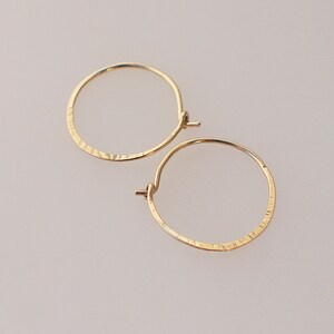 Hammered Gold Hoops, Boho Dainty Hoops, 14k Solid Gold Filled Tiny Hoops, Romantic Earrings, Everyday Hoops, Gift for her image 5