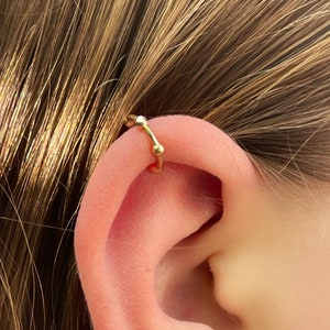 Gold cartilage ear cuff, beaded ear cuff no piercings, 92030G