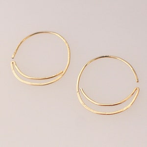 14k Gold Filled Sun and Moon Hoop Earrings: Celestial Jewelry