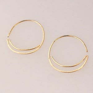 Sun And Moon Earrings, Crescent Hoops, 1 Inch Hoops, Gold Hoop Earrings, 14k Gold Earrings, Celestial Earrings