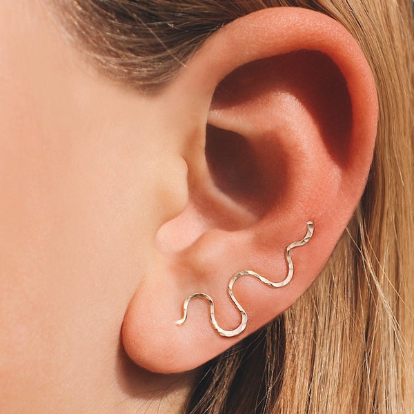 Snake Ear climbers Big, Gold statement earrings, Romantic earrings, Gift for her