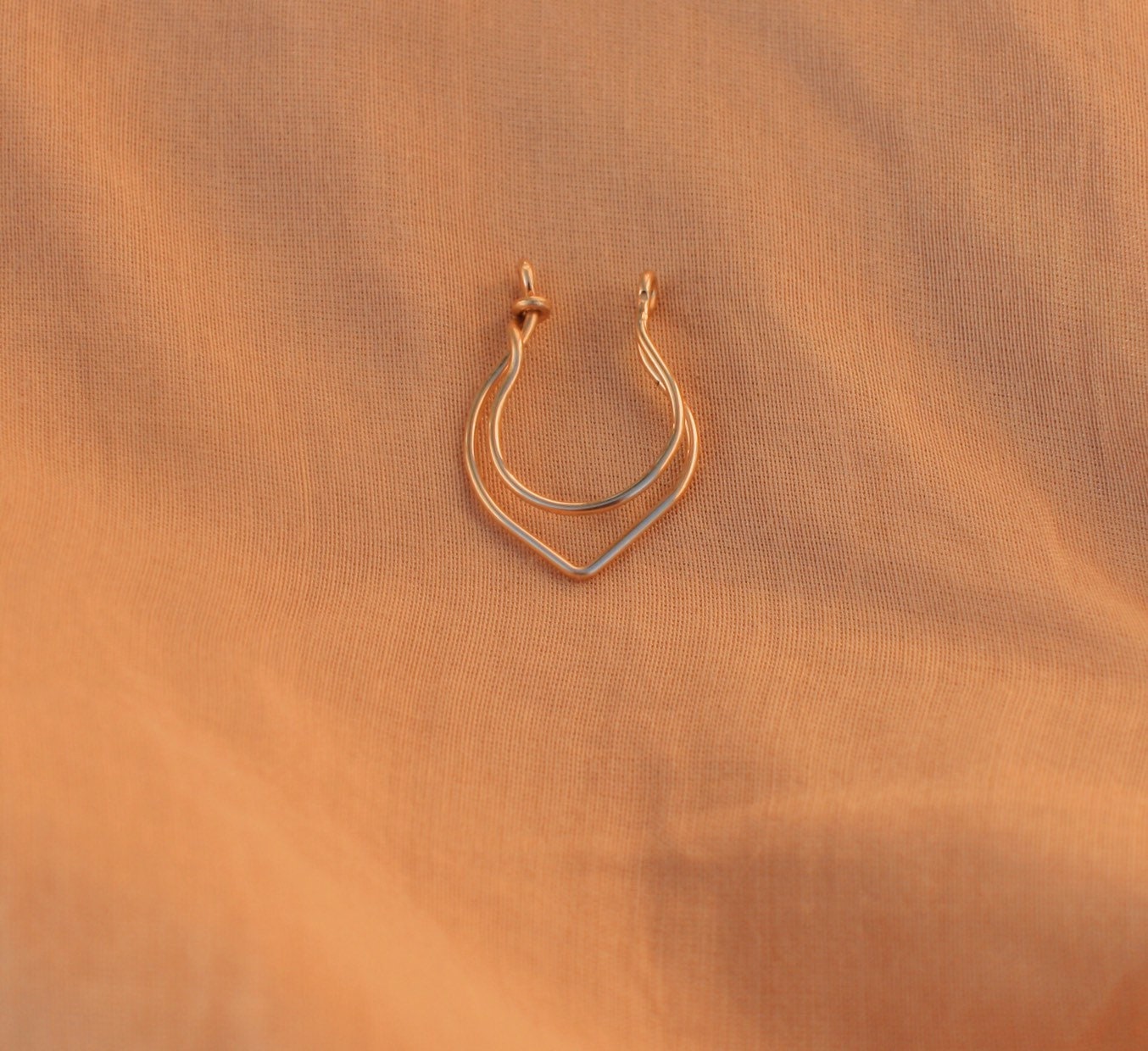 FAKE Septum ring, Nose piercing imitation, double septum jewelry, Gold