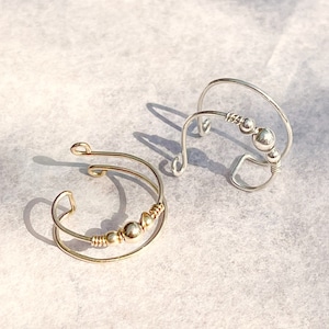 Double Orbital Conch Cuff, Fake Upper Piercing, 14 k Gold Ear Cuff, No Piercing imagem 7