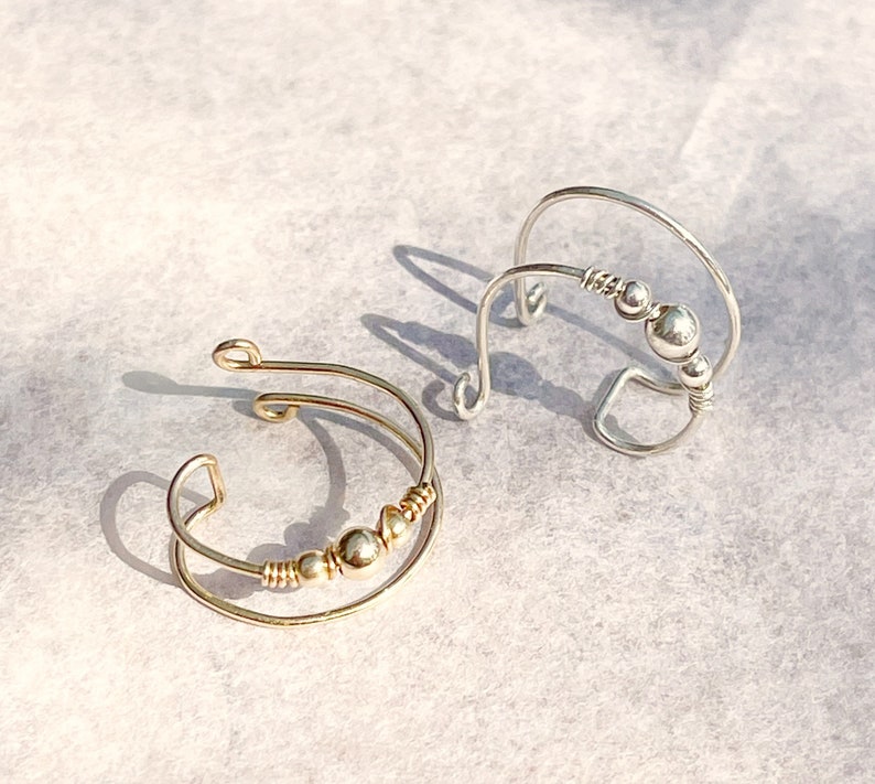 Double Orbital Conch Cuff, Fake Upper Piercing, 14 k Gold Ear Cuff, No Piercing image 7