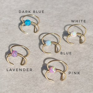 Double Ear cuff, Opal Ear Cuff, Fake Piercing, Gold Cartilage Cuff, No Piercing, Valentines Day gift image 2