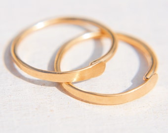 Tiny Gold Sleepers, 14 K Gold Huggie Hoops, Teeny Gold Earrings, Gift For Sister