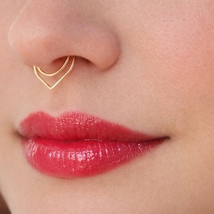 Fake Septum Ring: Sterling Silver Double Nose Ring