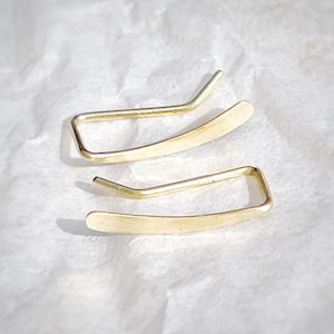 Gold Filled Ear Climber Earrings: Minimalist Bar Studs