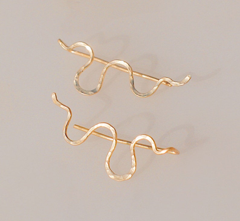 Snake Ear climbers Big, Gold statement earrings, Romantic earrings, Gift for her image 5