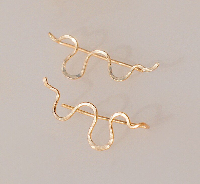 Snake Earrings Big Gold Snake Pin Threader Earrings Gift Etsy