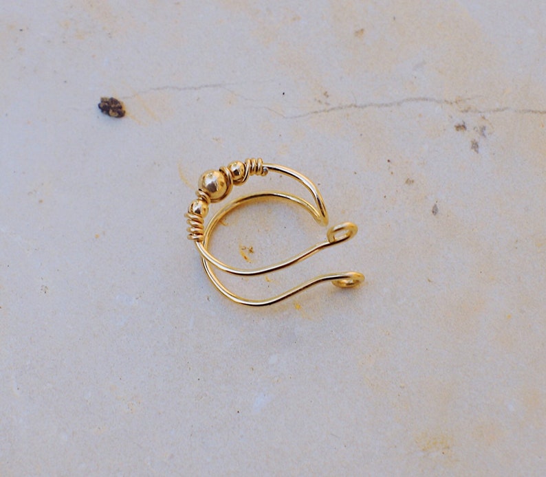 Double Orbital Conch Cuff, Fake Upper Piercing, 14 k Gold Ear Cuff, No Piercing image 3