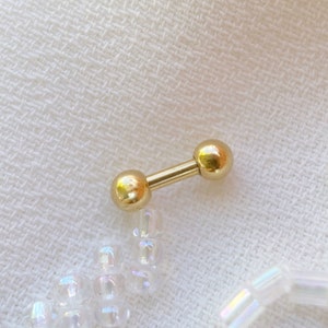 Gold Titanium Barbell, Extra Short, Tiny Cartilage Piercing, 16 Gauge Gold Barbell, 4mm Bar Piercing, BARBG4