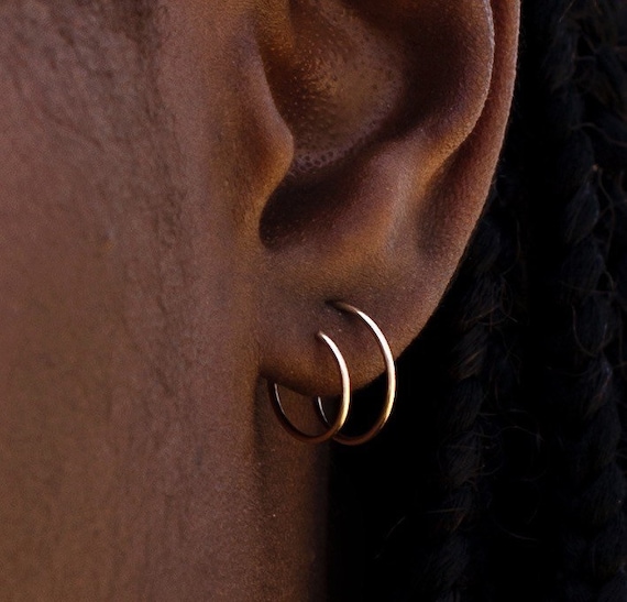 Conch Earring Hoop 22K Gold 12g Ear Piercing Jewelry Ring Statement 12-14  mm | eBay