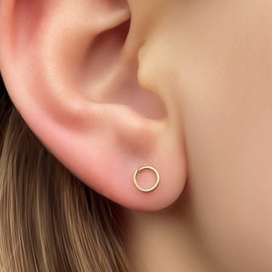 Handcrafted 14k Gold Filled Circle Stud Earrings: Minimalist Karma Studs