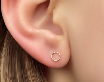 Circle Stud Earrings, Open Karma Gold Studs, 14k Gold Filled Studs, Handcrafted Minimalist Earrings