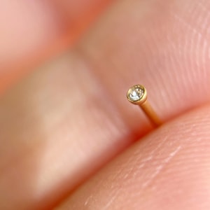 9k Gold Simulated Diamond Nose Stud: Teeny 20 Gauge Piercing, 0866