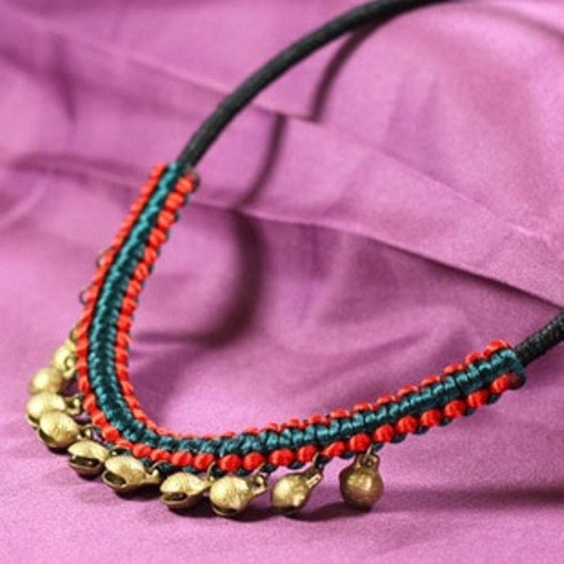Pure Handmade Exotic Jewelry statement bell vintage choker necklace New Ethnic flavor red necklace