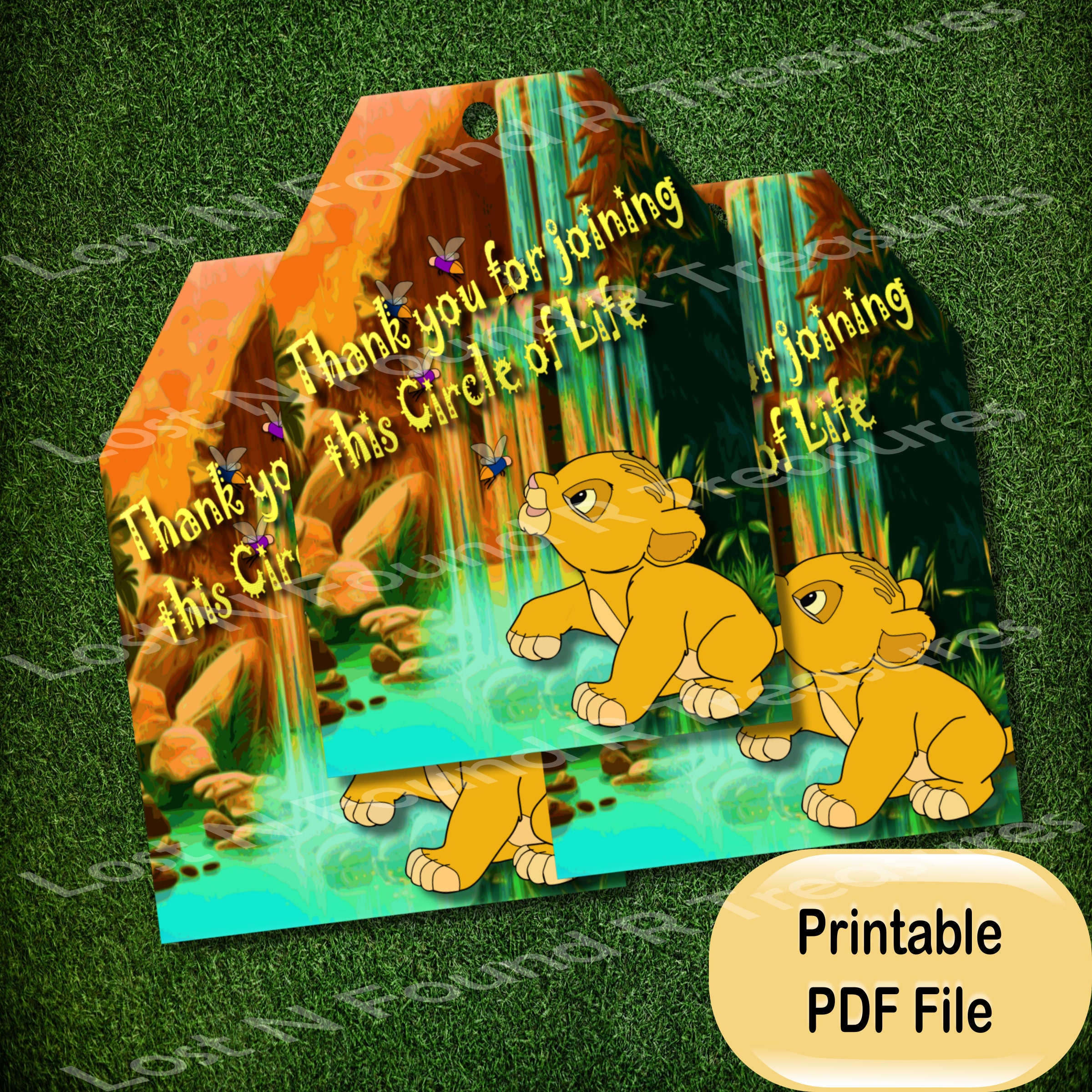 Lion king baby shower labels