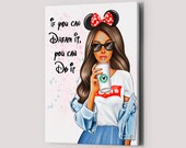 Fashion Wall Art Girl illustration Fashion Canvas Wall Art Fashion Print Girl Poster Girl Painting Latte Coffee Print Fashion Poster Print