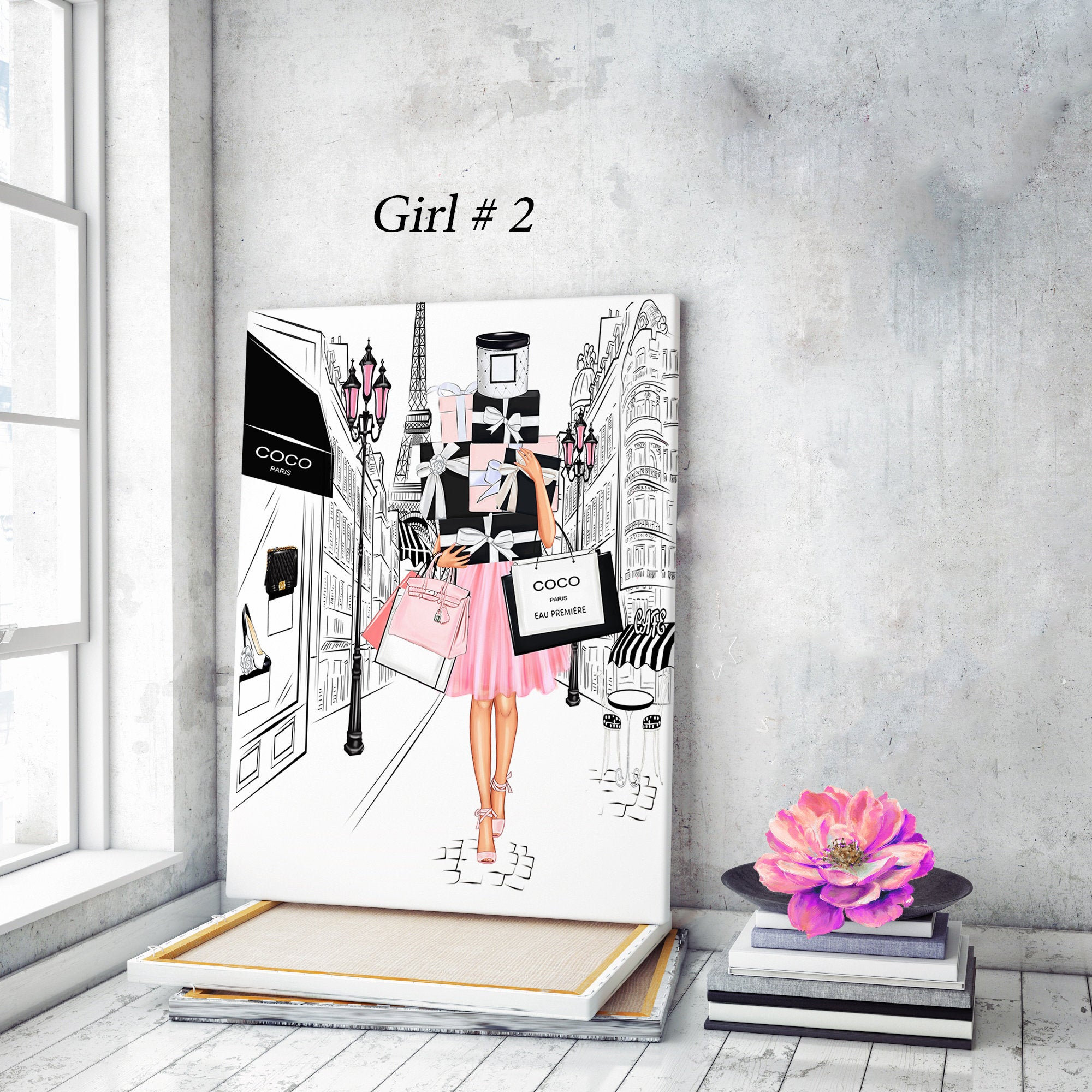 Fashion Wall Art Girl Poster Girl Painting Fashion Canvas Wall Etsy