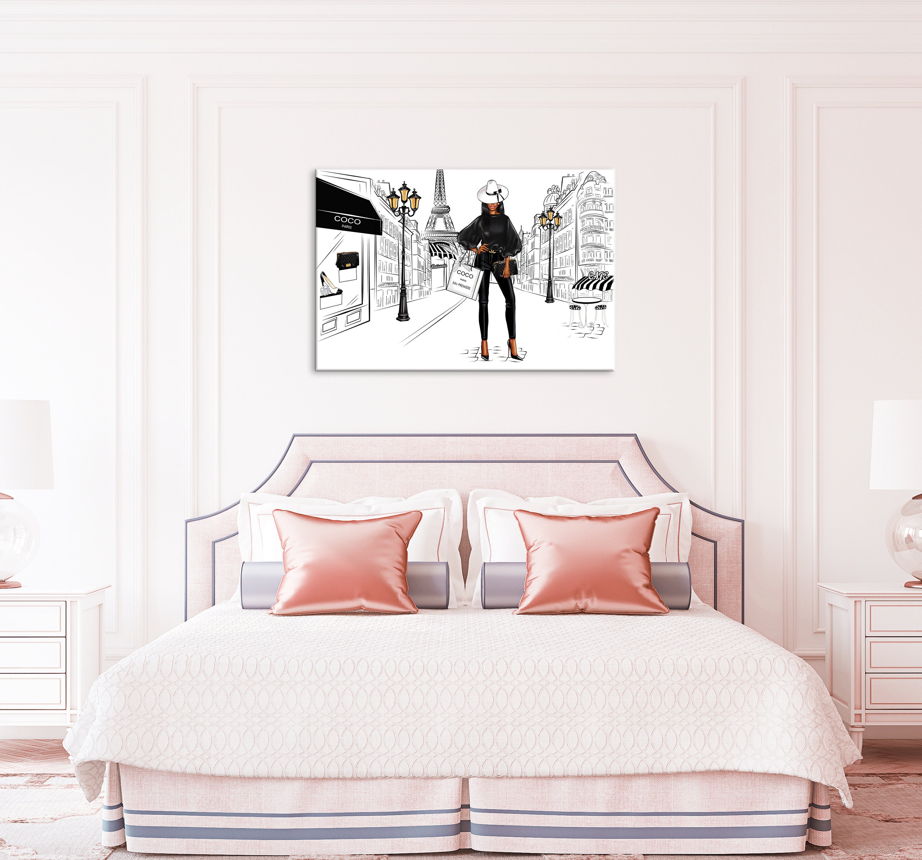 Fashion Wall Art Girl Painting Fashion Canvas Wall Art Fashion Etsy
