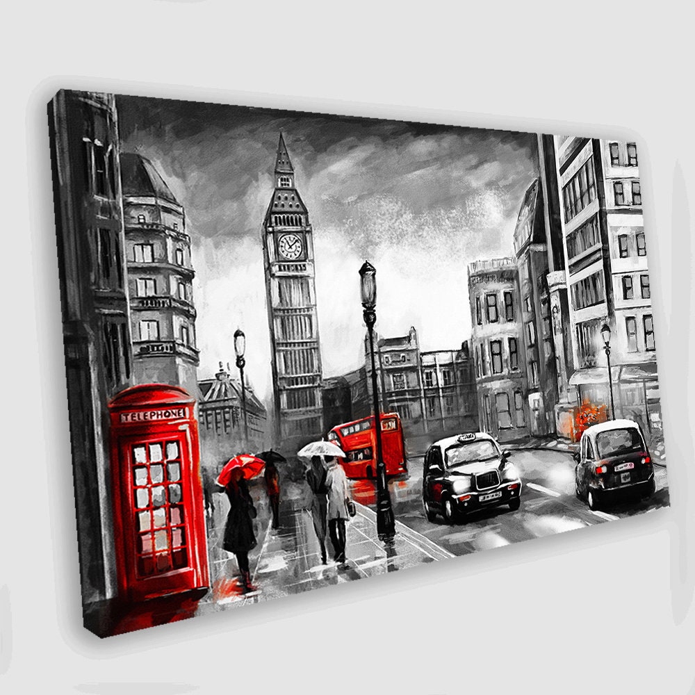 London Painting London Canvas Wall Art London Canvas Art Etsy
