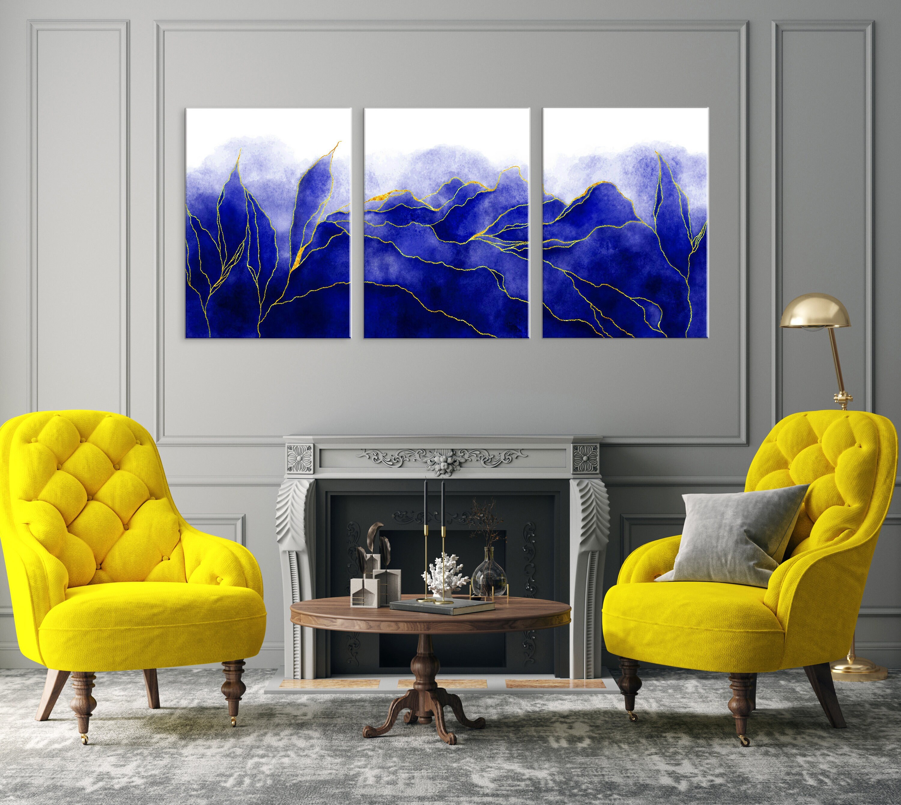Royal Blue Abstract Canvas Wall Art Abstract Canvas Art Etsy
