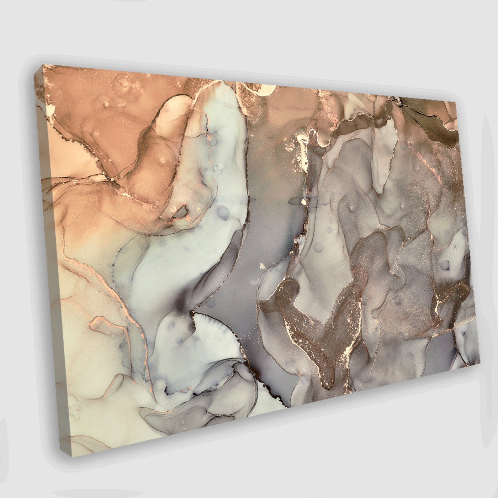 Brown and Grey Abstract Canvas Wall Art Abstract Marble Canvas Etsy