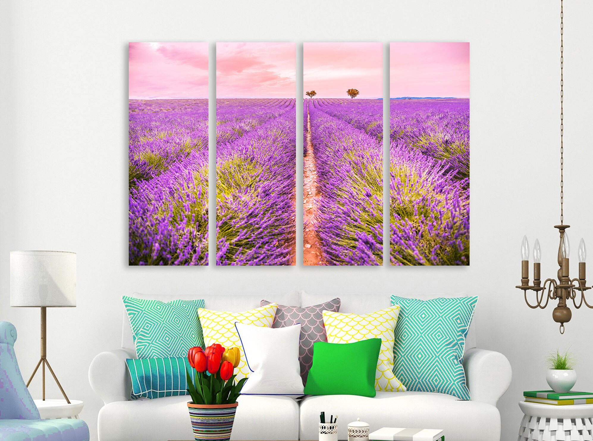 Lavender Field Canvas Art Lavender Canvas Wall Art Lavender Etsy