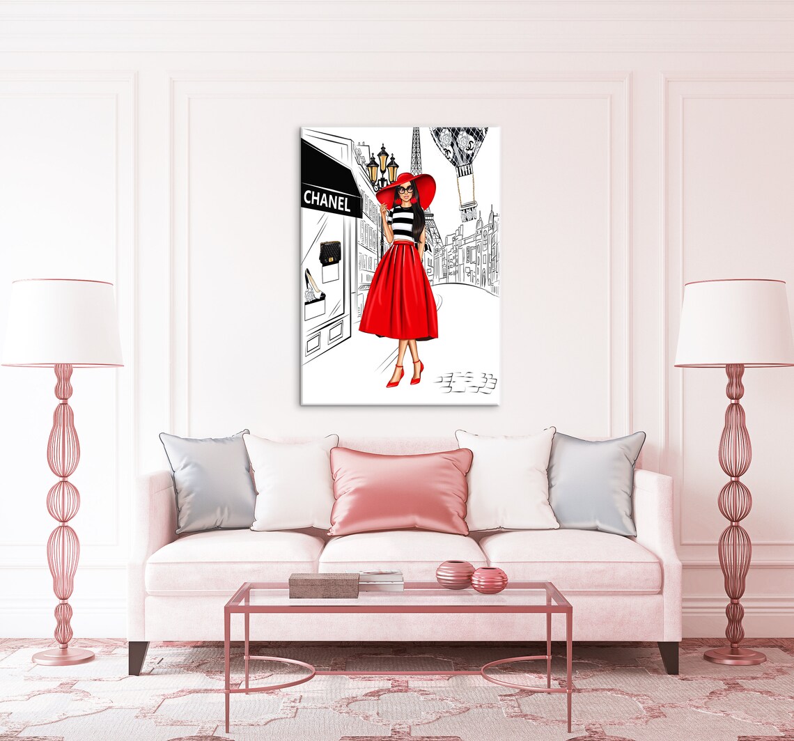 Fashion Wall Art Girl Poster Girl Painting Fashion Canvas Wall | Etsy