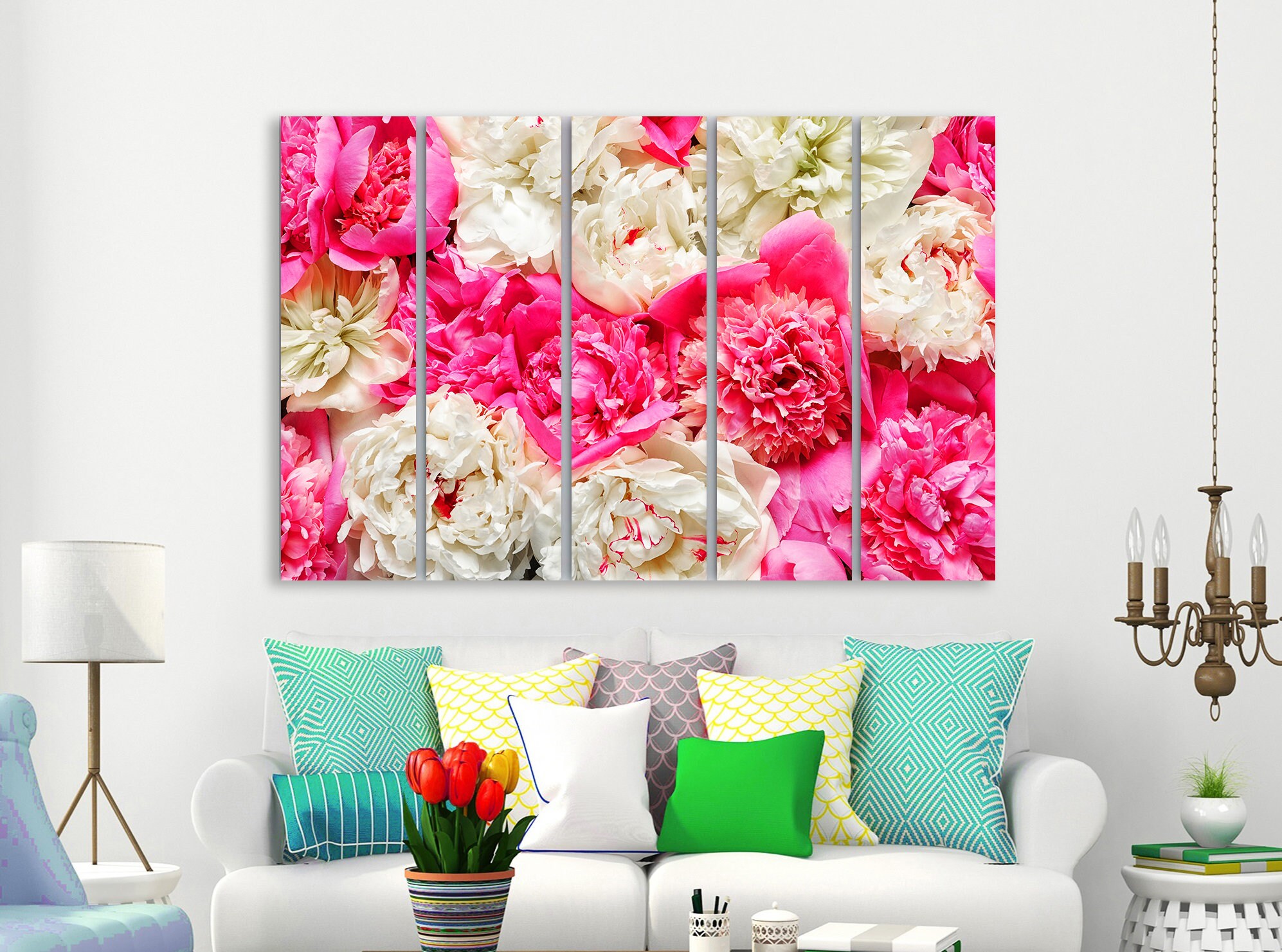 Peony Canvas Wall Art Peony Canvas Art Pink Peony Prints Peony Etsy