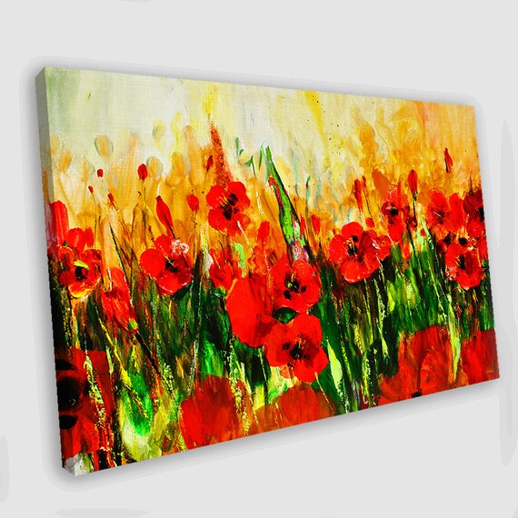 Poppy Canvas Wall Art Poppy Canvas Art Abstract Painting Poppy Etsy