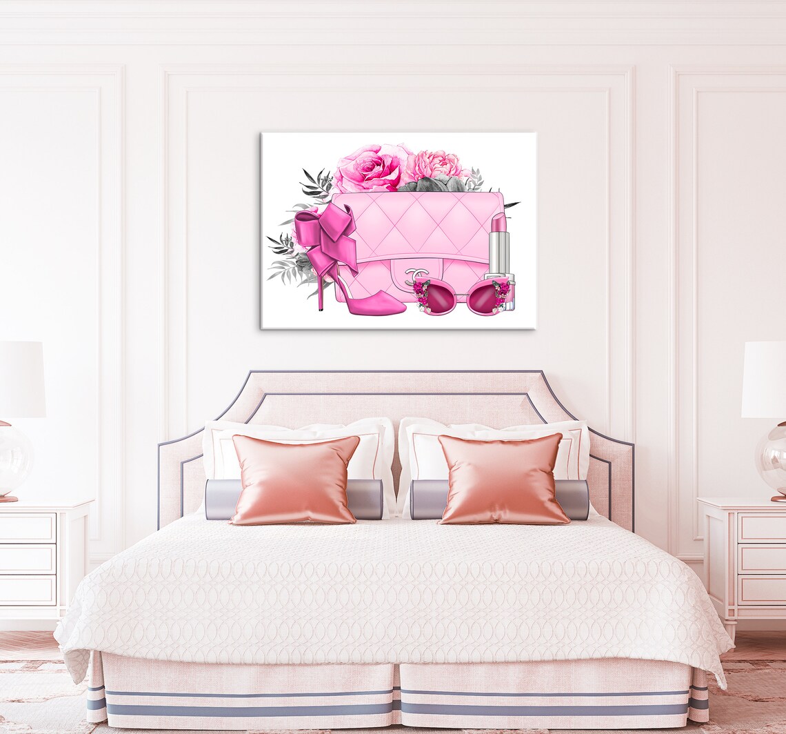 Fashion Wall Art Fashion Print Fashion Canvas Wall Art Pink Etsy