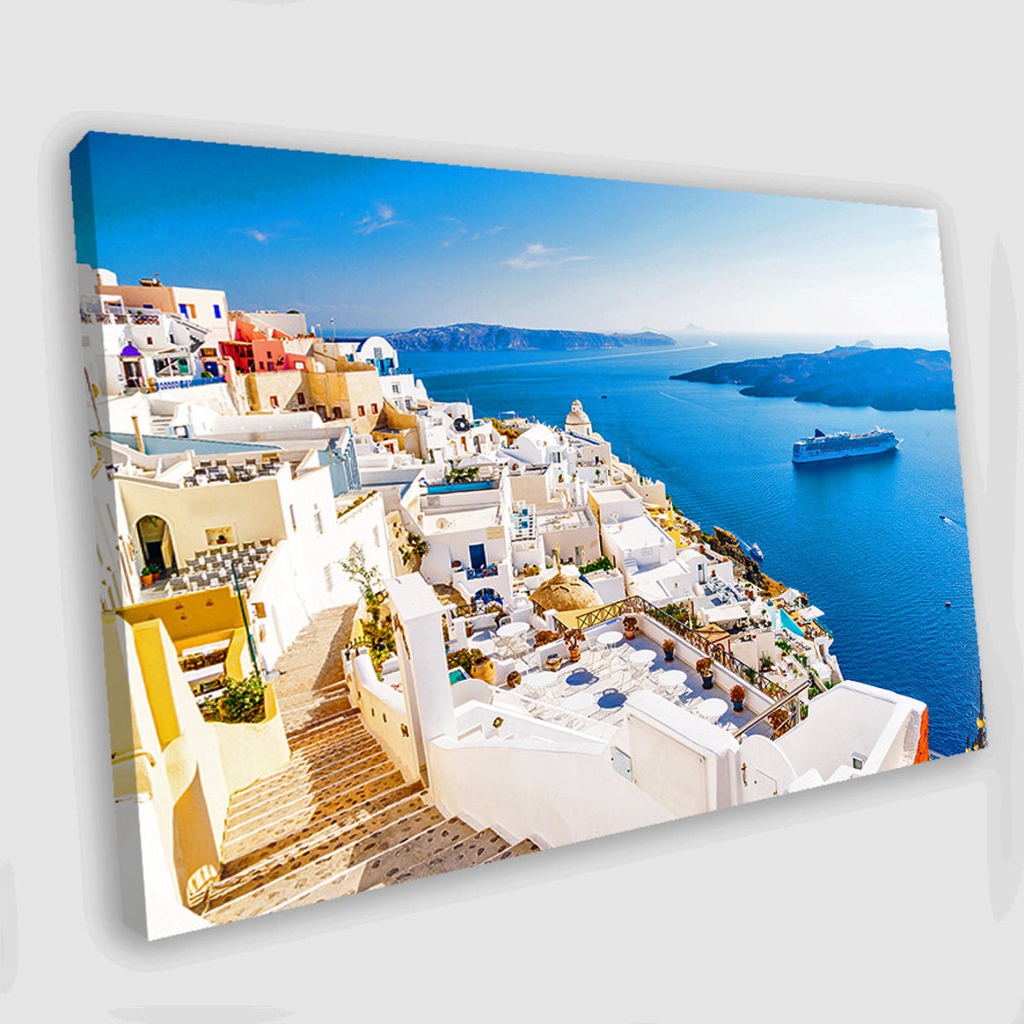 Santorini Canvas Art Santorini Painting Santorini Greece Print Etsy